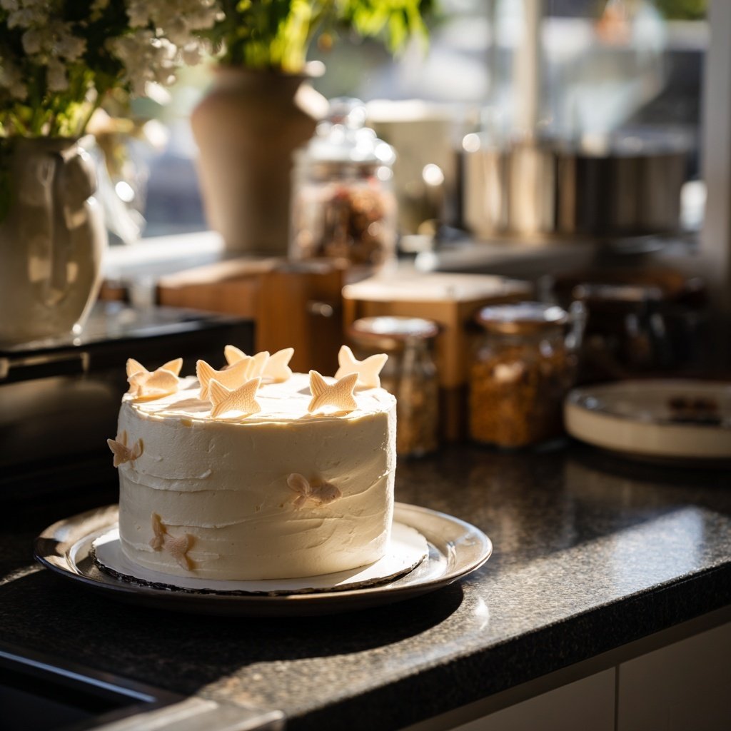 Minimal White Pisces Birthday Cake