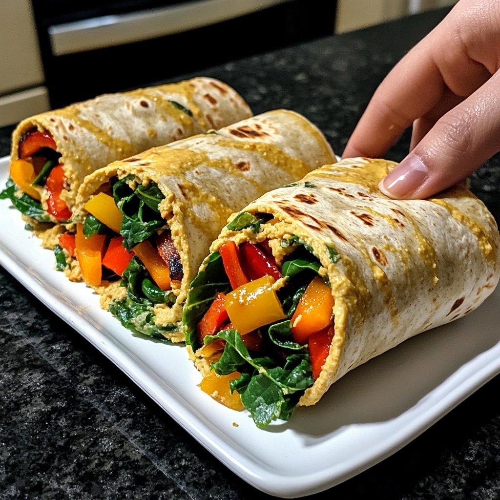 High-Protein Veggie Hummus Wrap Lunch