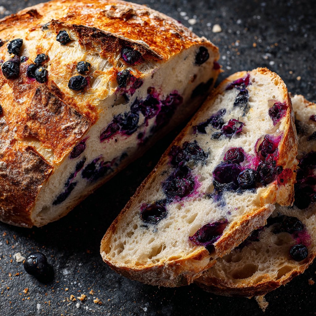 Blueberry Lemon Sourdough Bread Sliced