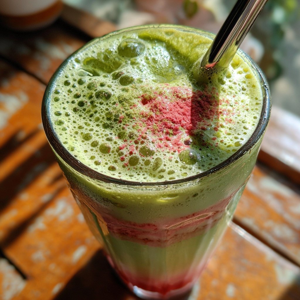 Iced Strawberry Matcha Latte At Home