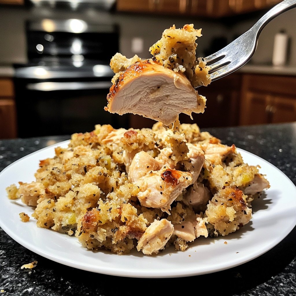 Healthy Crockpot Chicken and Stuffing