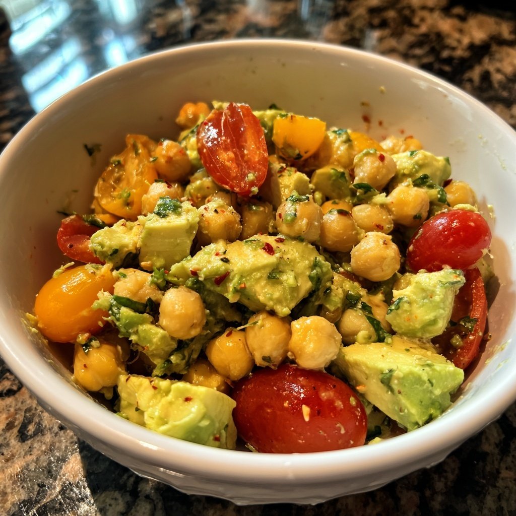 Healthy & Light Avocado Chickpea Salad